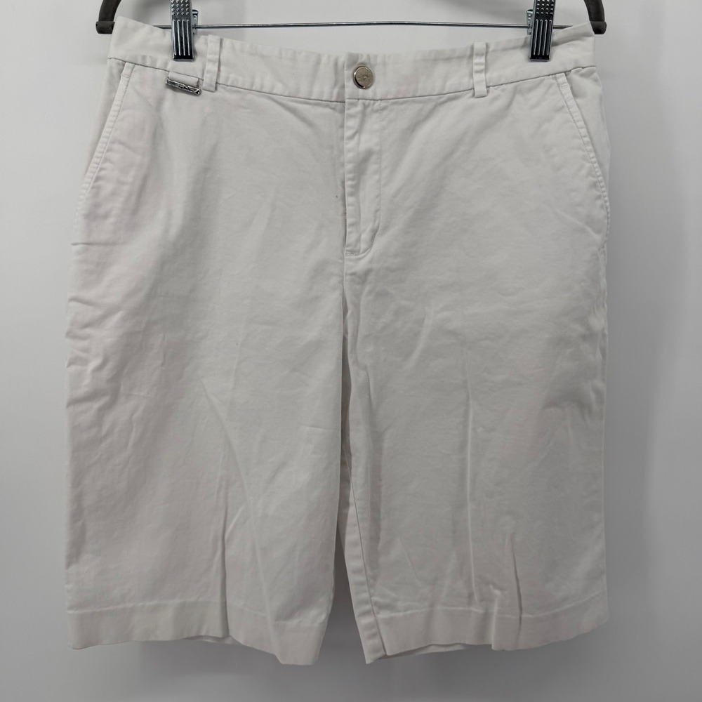 Lauren Ralph Lauren Shorts Women's 8 White Active Chino Stretch Cotton Mid Rise
